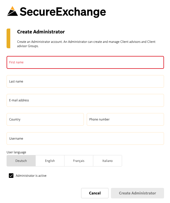 Create Administrator